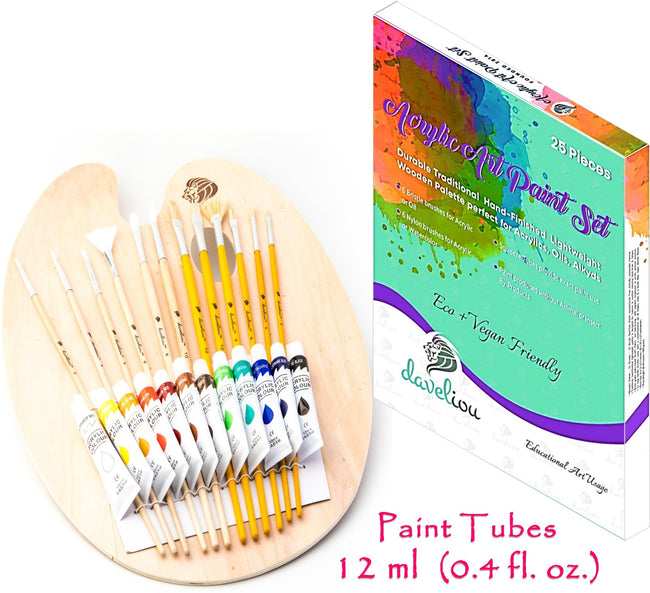 Daveliou™ Paint Brushes & Palette Set – 25-Pieces– daveliou