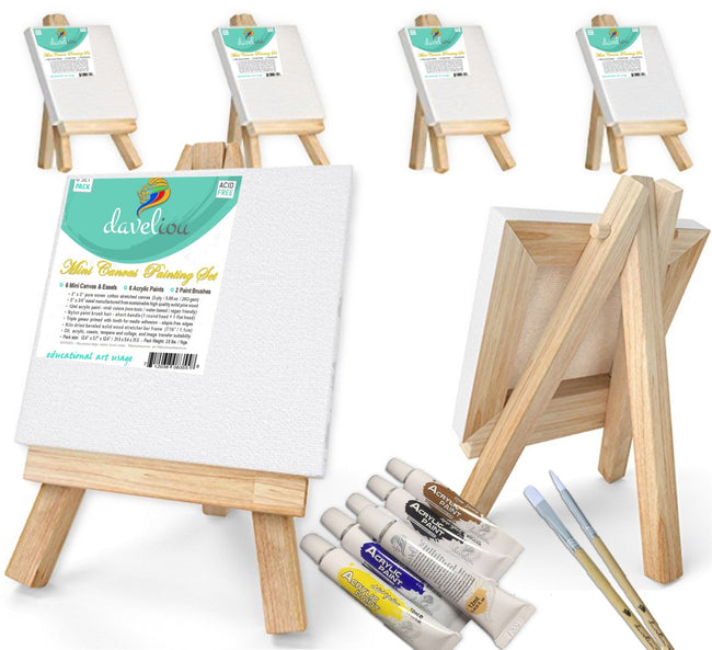 Daveliou™ Mini Canvas Painting Set 3”X3” (2.5x2.5cm) – 6-Piece Pack–  daveliou