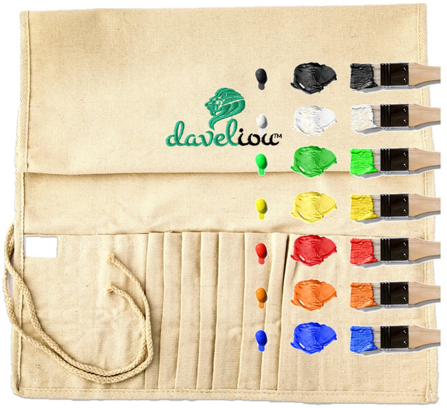 Daveliou™ use only the best materials during the manufacturing process of our paint brush organizer; providing our customers with products that allow for ultimate confidence. This lightweight holder rolls up into a compact shape, ready to be place into your purse or bag and an accessory that’s easy to carry, allowing you to paint on the go!
